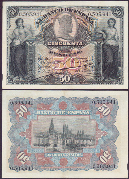1907 Spain 50 Pesetas (Unc) L001768